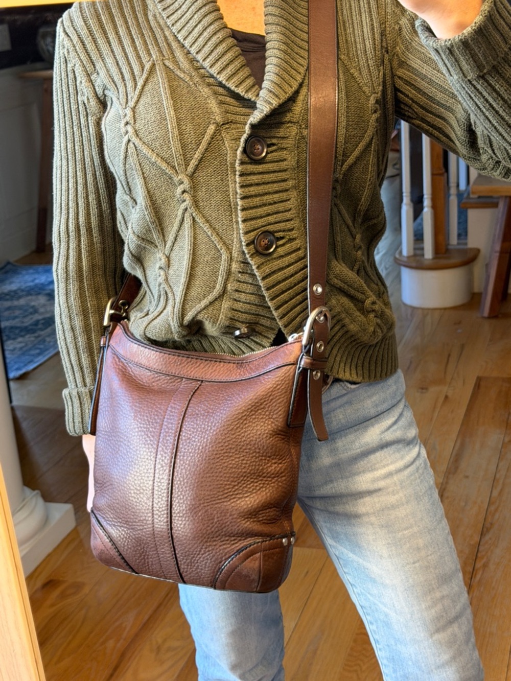 Coach Brown Pebbled Leather Adjustable Crossbody